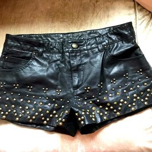 Free People studded, vegan leather shorts